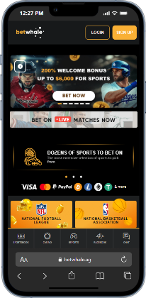 Betwhale homepage on a phone for arizona online casinos