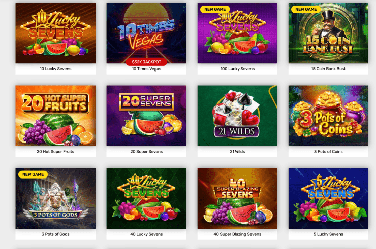 A collection of slot games at Bovada Casino