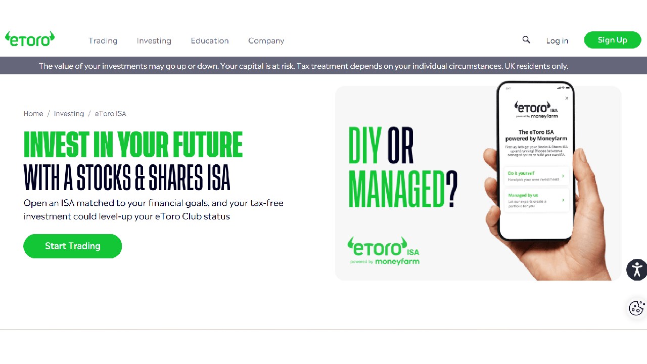 eToro's ISA offer via Moneyfarm