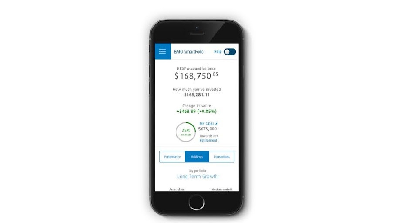 BMO SmartFolio mobile interface