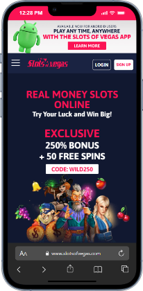 Slots of Vegas slots page on a phone for arizona online casinos