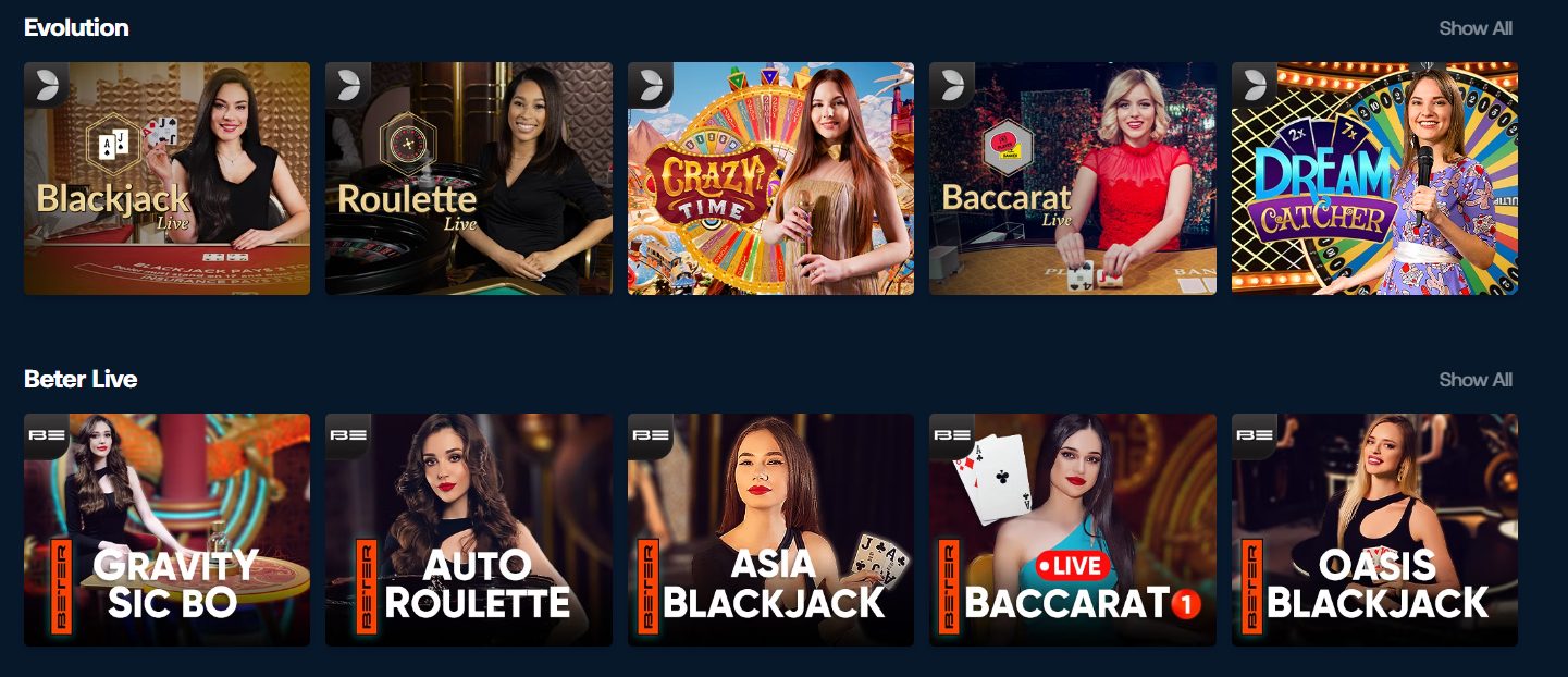 BetPanda Live Casino lobby
