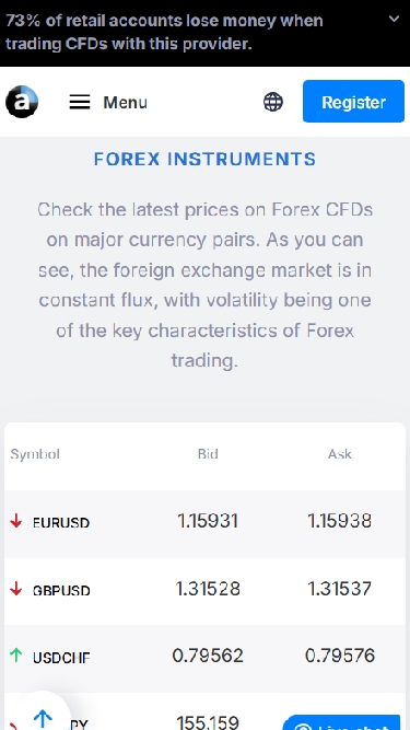 Admiral Markets mobile app screenshot