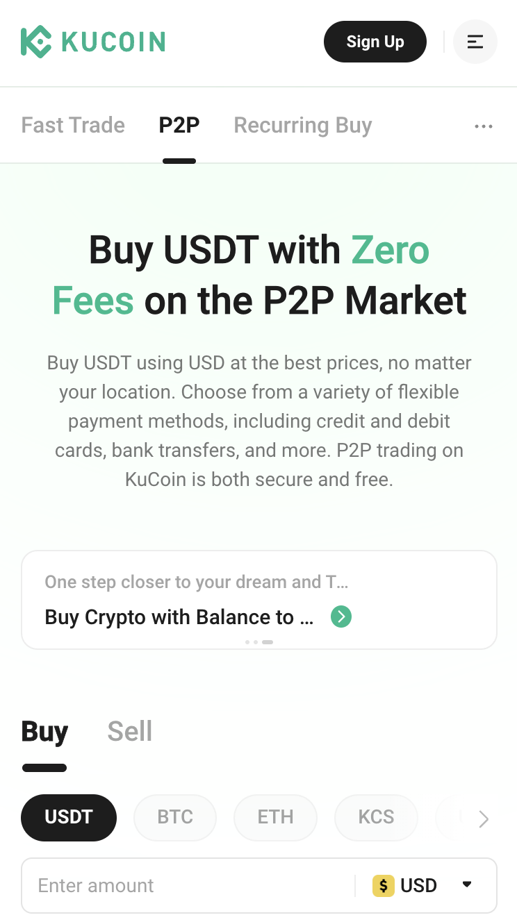 Kucoin P2P crypto exchange