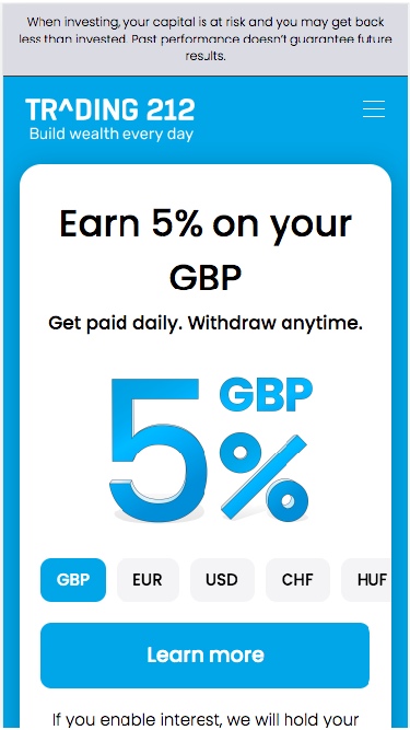 Trading 212 UK Investing Mobile Hub