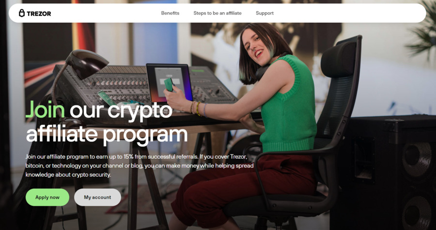 Trezor’s dedicated Partners page where you can learn everything about the affiliate program.