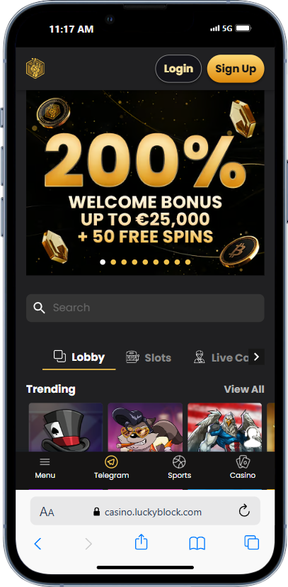 Screenshot of Lucky Block casino page