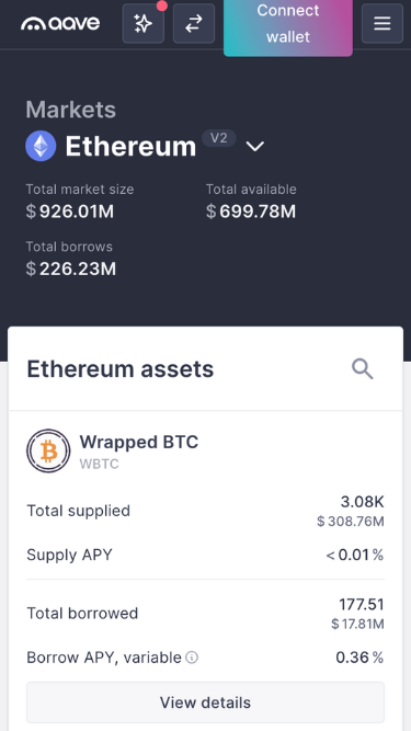 aave Ethereum markets on V2