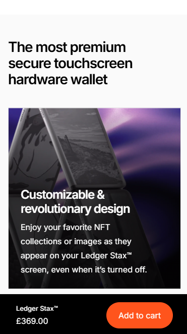 A screenshot of the ledger stax buy page