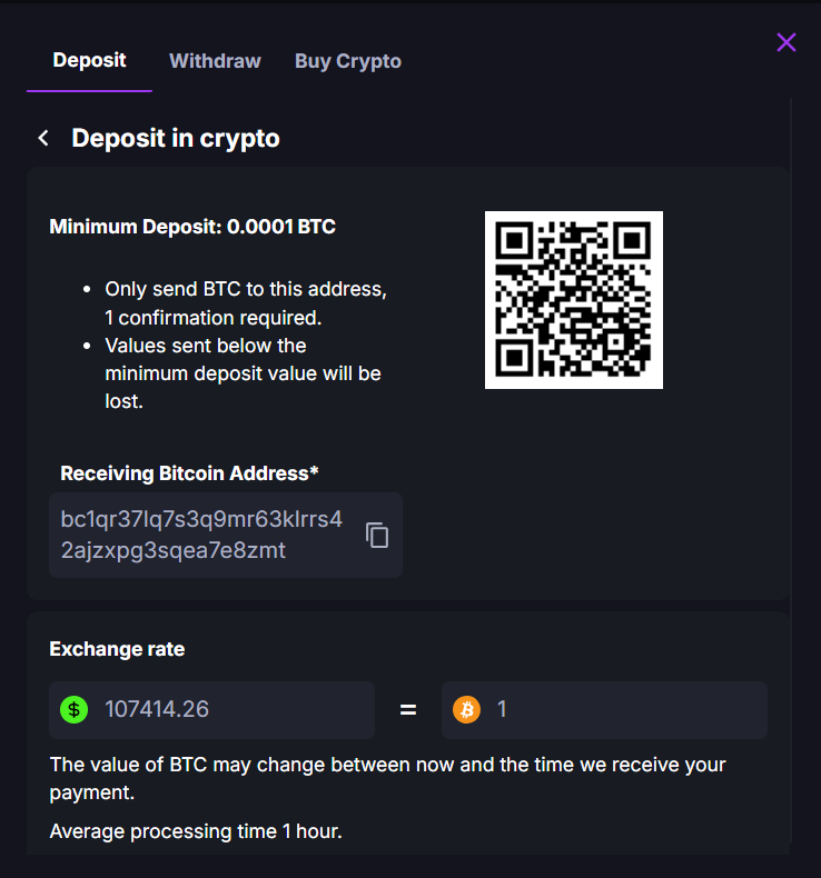 Deposit with Bitcoin at CoinCasino