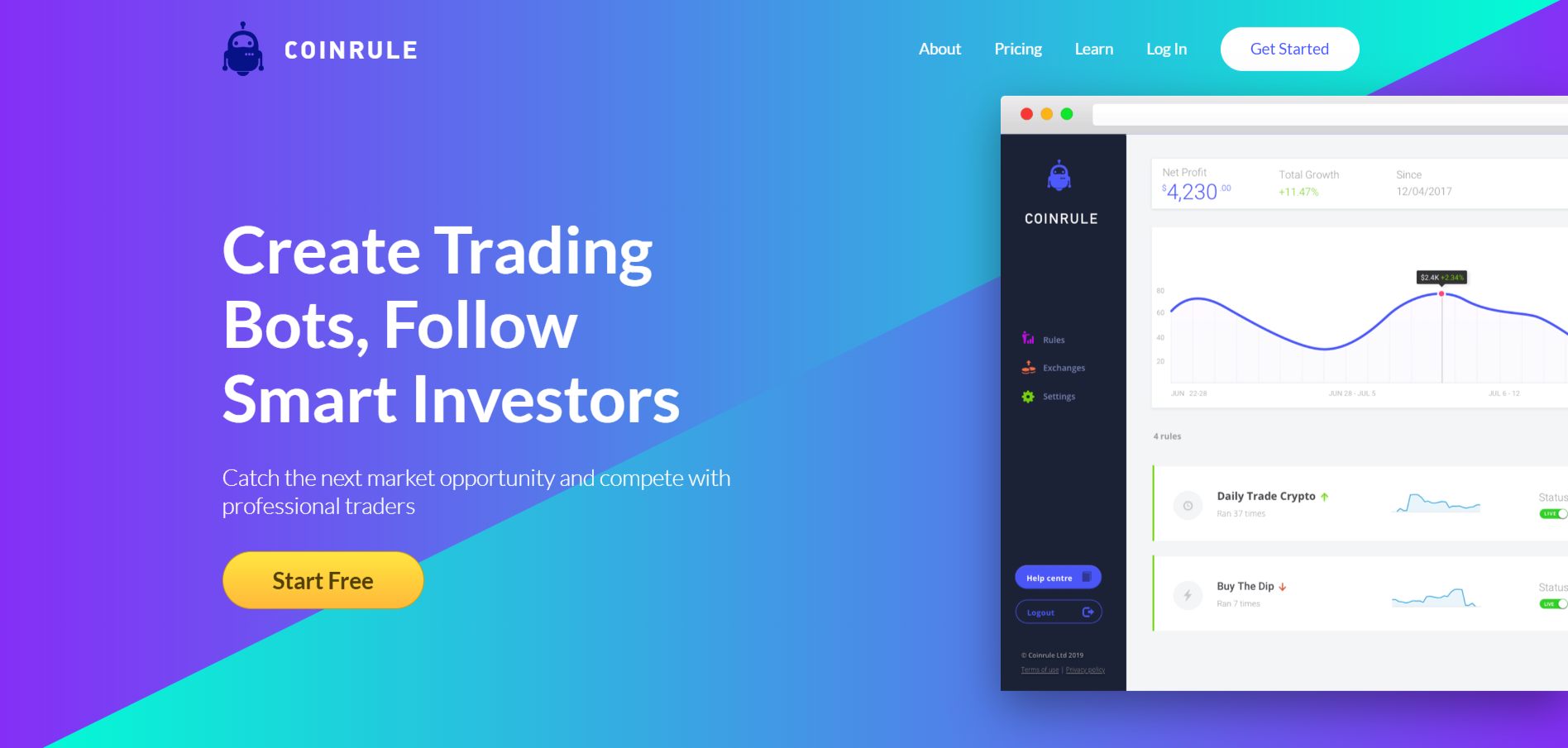 Coinrule homepage screenshot
