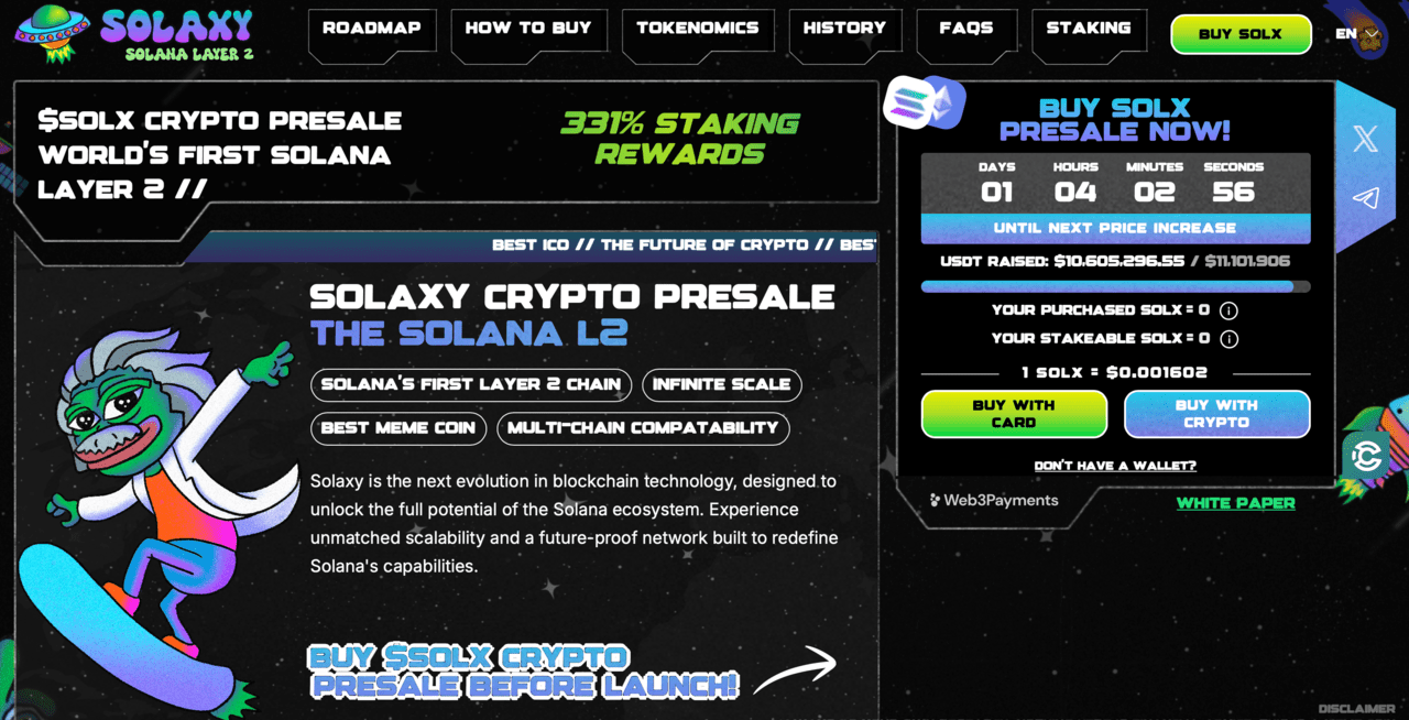 Solaxy Presale Homepage
