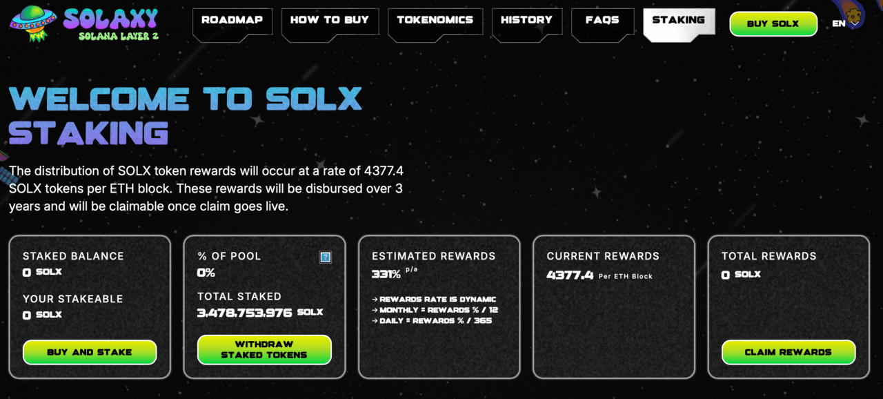 Solaxy staking portal