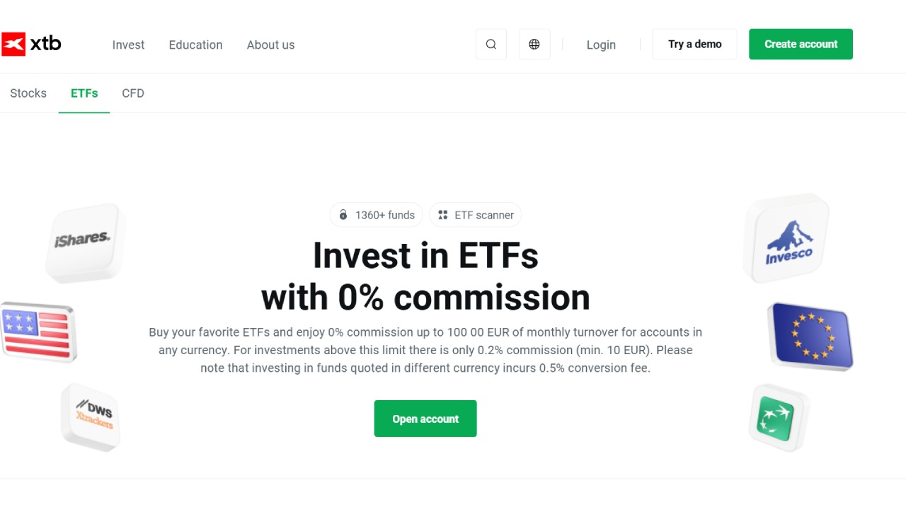 XTB UK ETF broker's offer