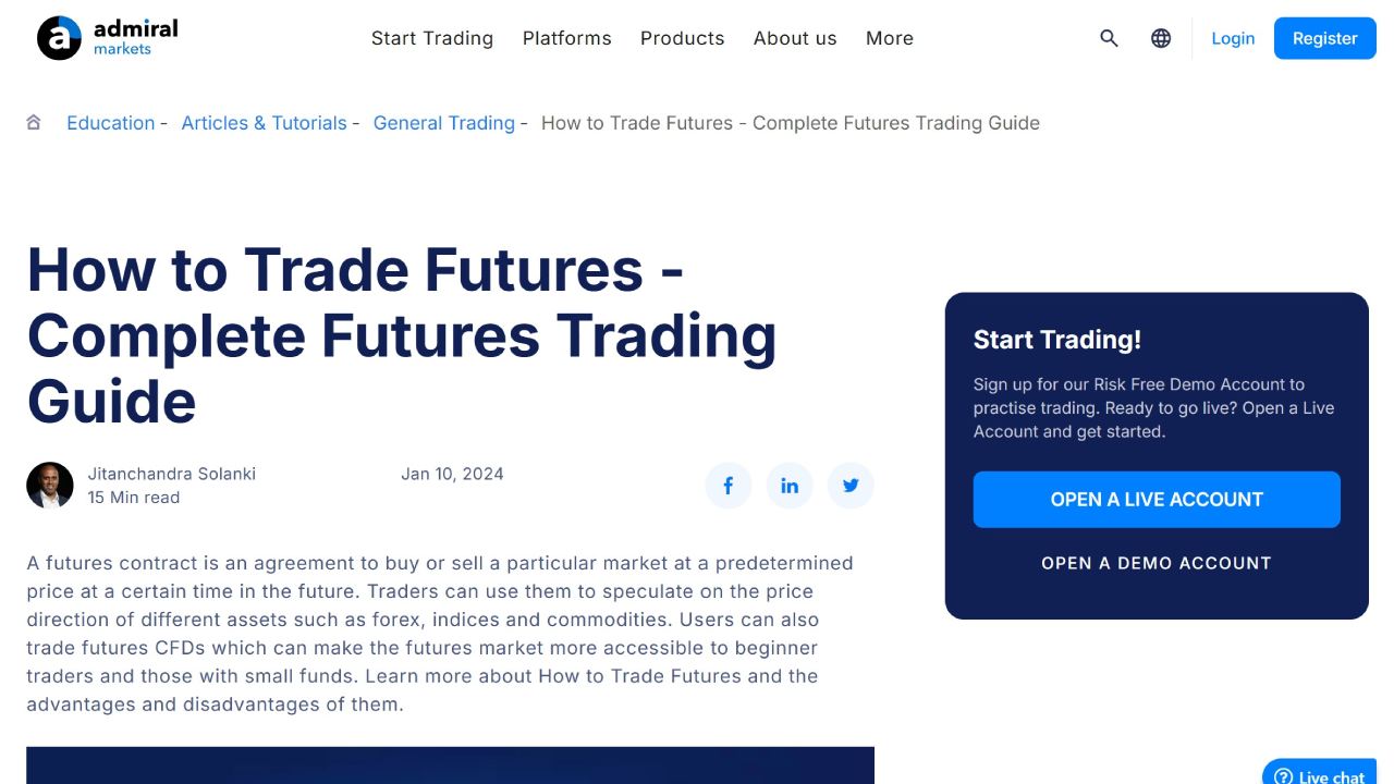 broker Admiral Markets' UK futures offer