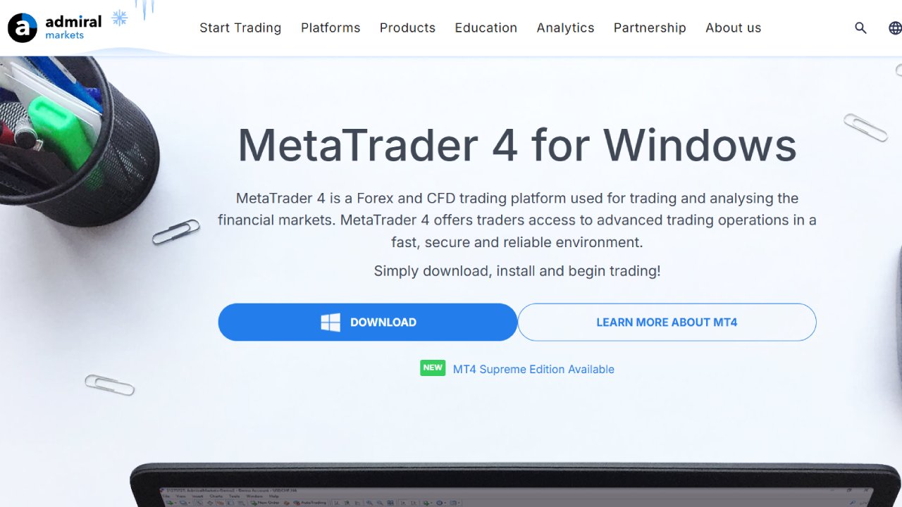 screenshot of Admiral Markets' MT4 offer page