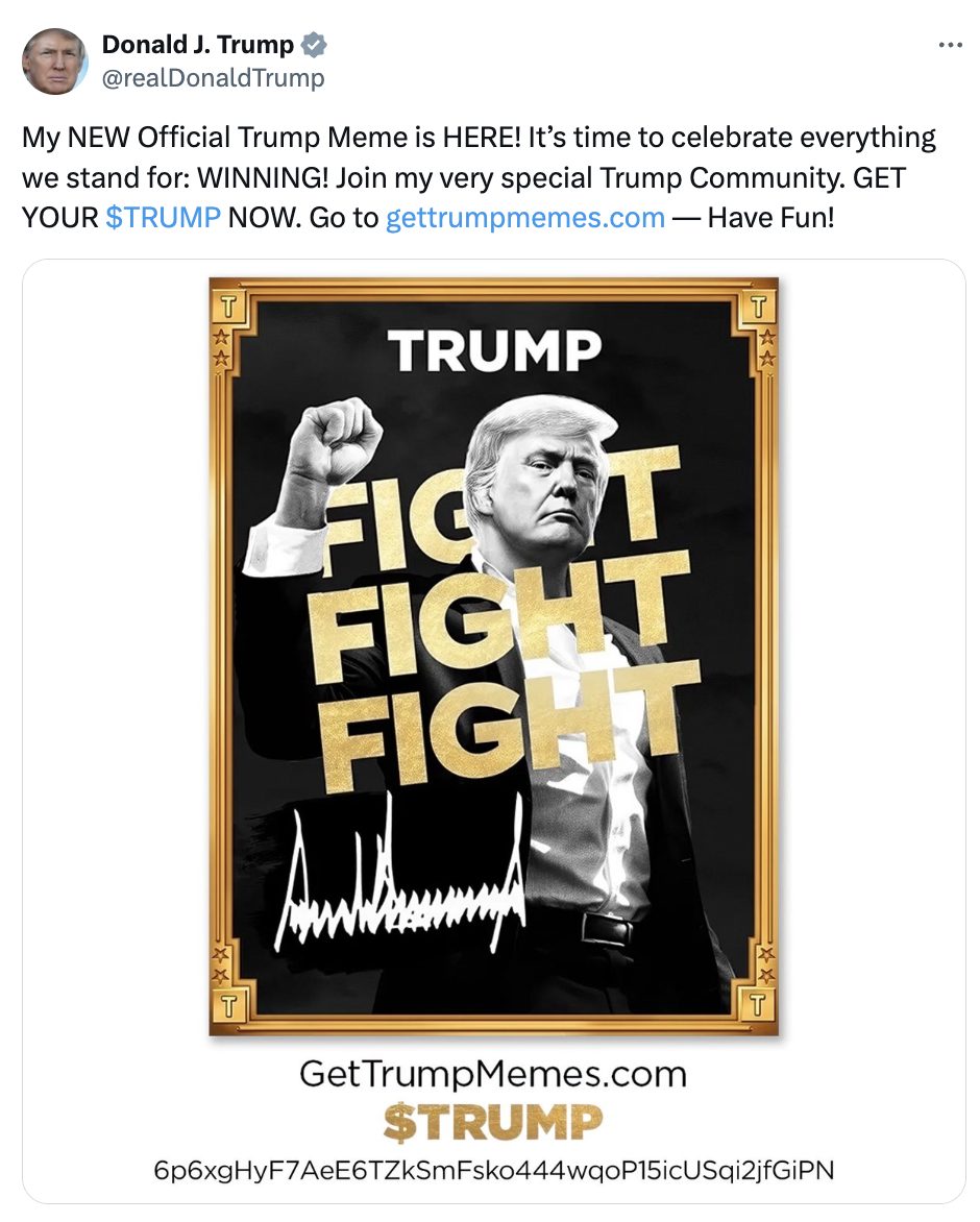 Donald Trump announces his meme coin on X