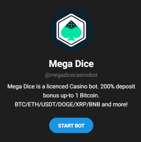 Screenshot der Megadice-Benutzeroberfläche mit Bonusanzeige