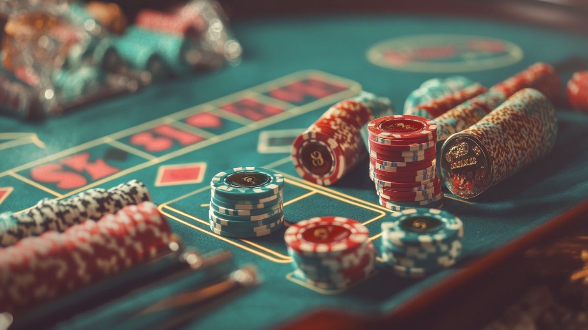 Casino chips laying on the table