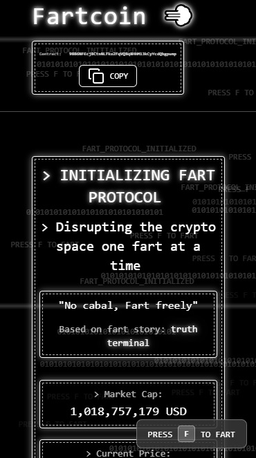 Fartcoin homepage