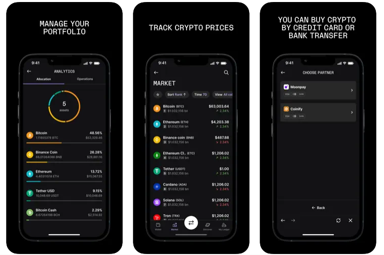 Overview of the Ledger Live app