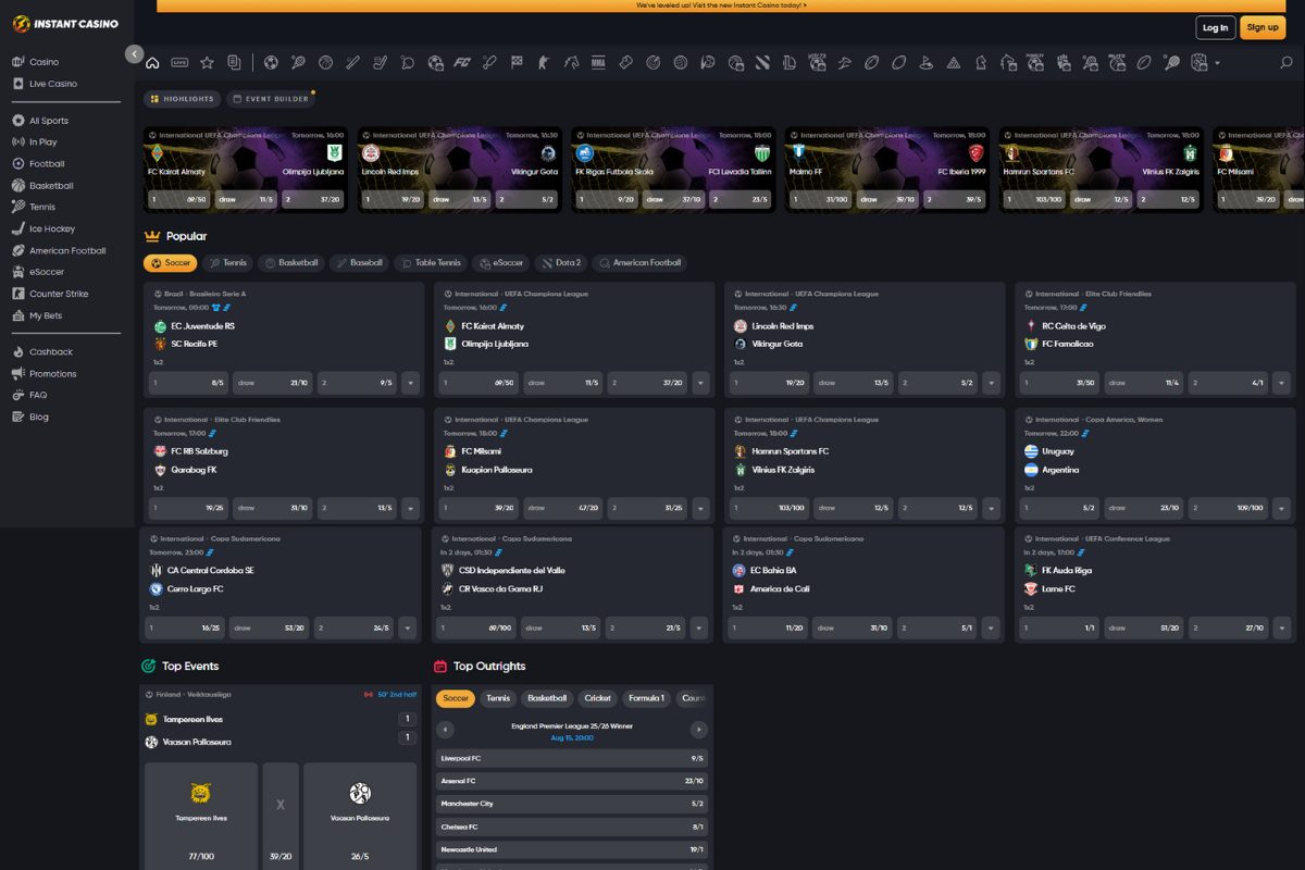 instant casino betting Sázkové kanceláře