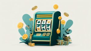 slot machine with flying coins