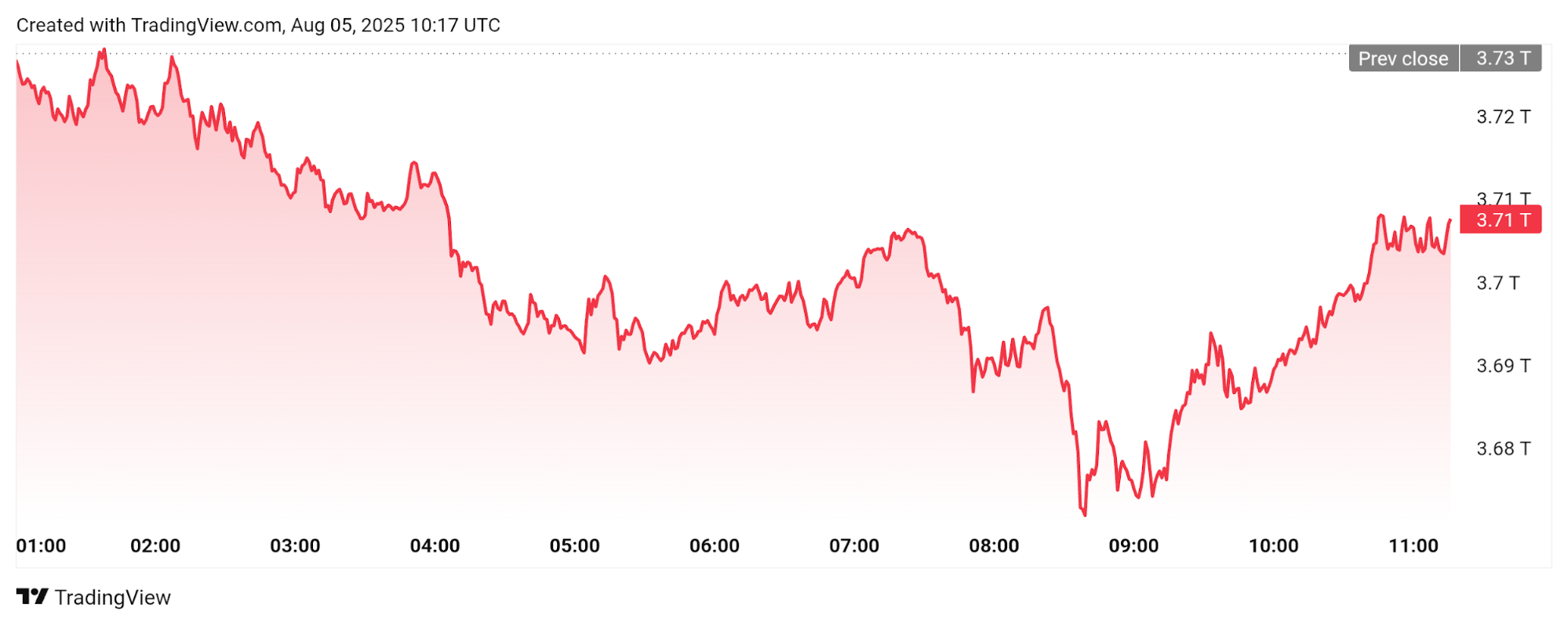 A graph of the overall crypto market cap.