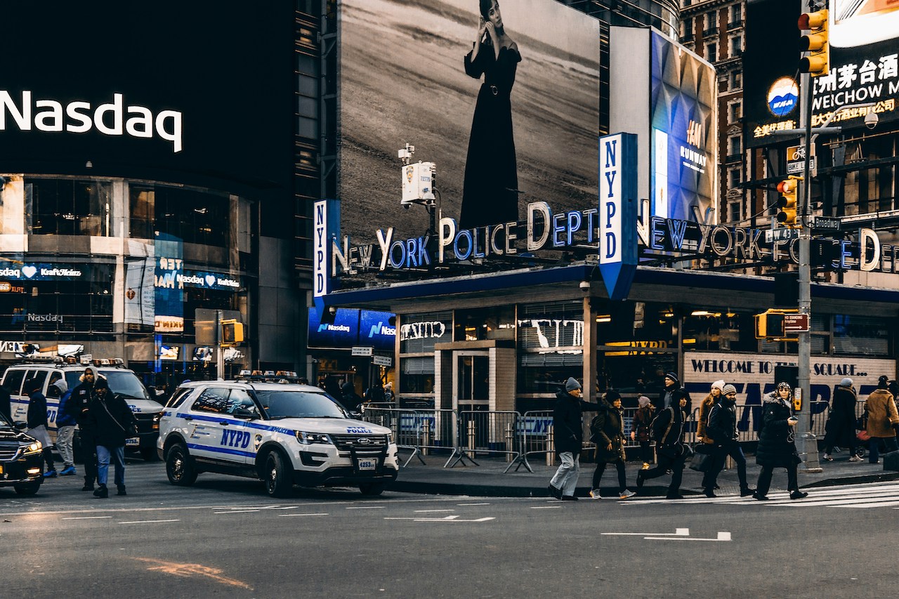 An advertisement for the Nasdaq in Times Square in New York.