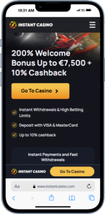 Instant Casino homepage