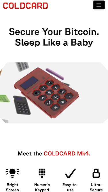 Coldcard Mk4 homepage