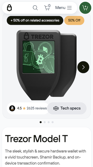 Trezor Model T homepage