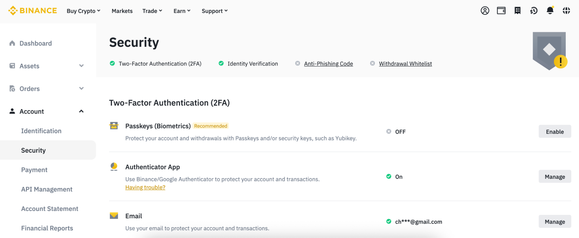 Binance security features