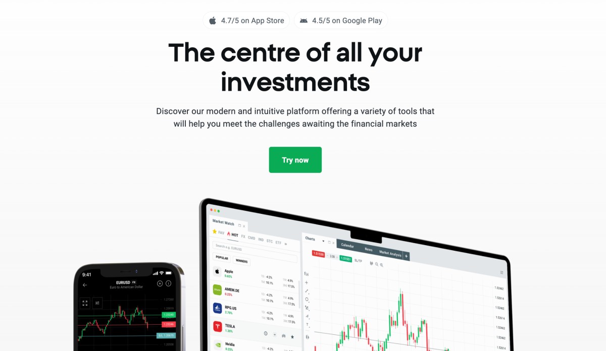 XTB xStation 5 interface homepage